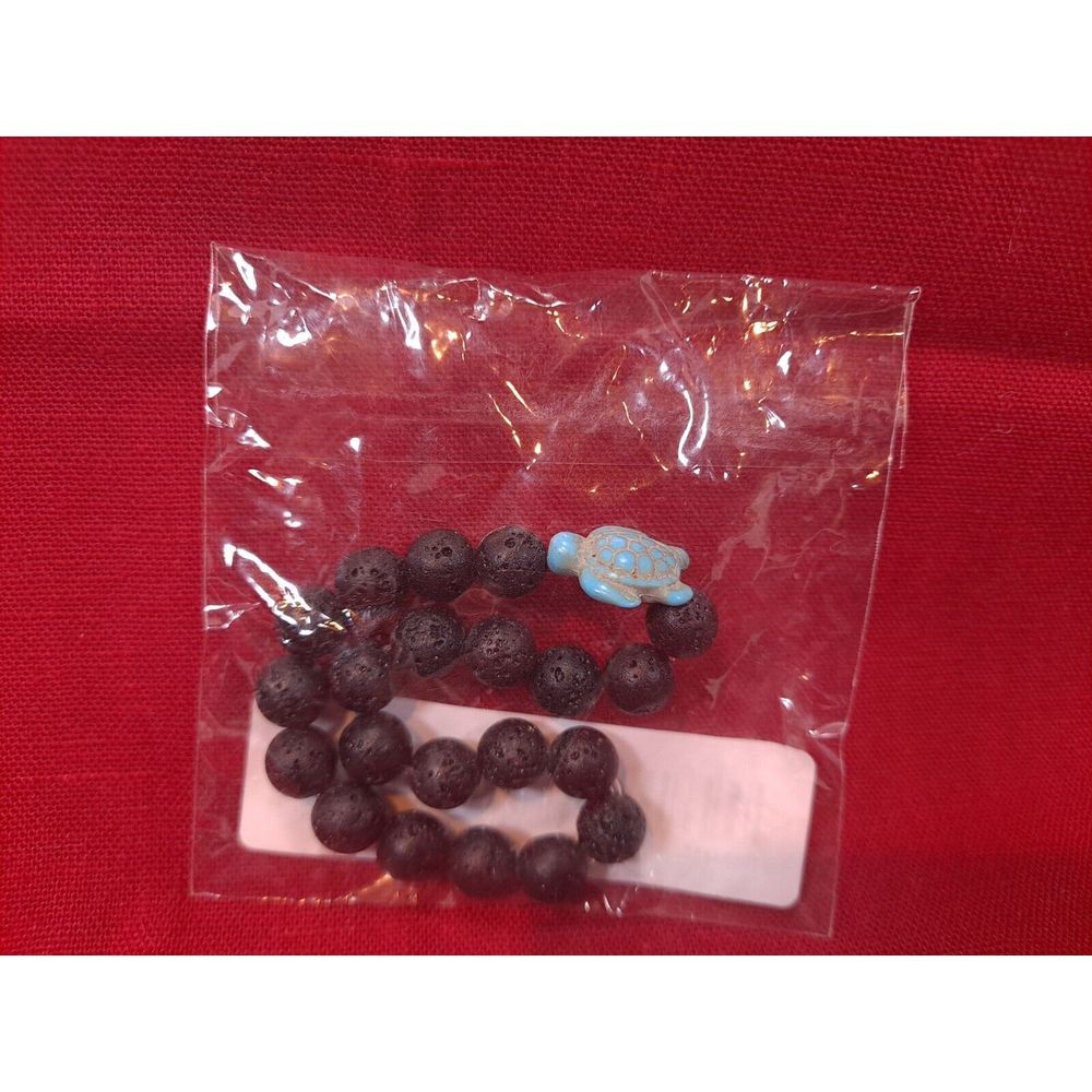 New In Packaging Black With Natural Stone Sea Turtle‎ Beaded Stretch Bracelet - Picture 6 of 6